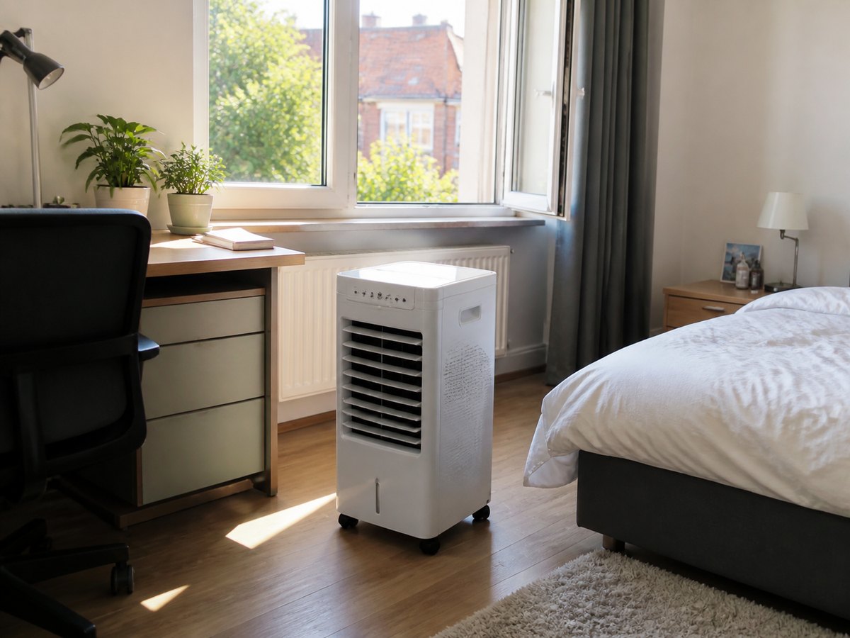 Tragbarer Luftkühler in Schlafzimmer und Homeoffice